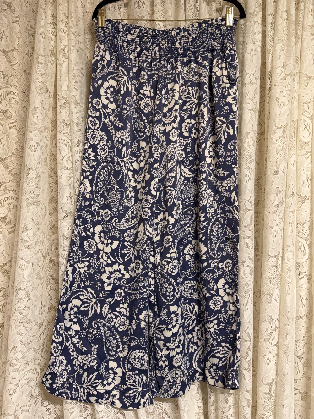 Maeve Blue Printed Wide Leg Pants